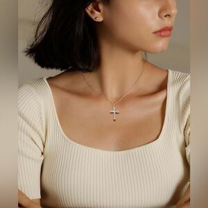 S. Leaf Women’s 18Karat Gold Plated Cross Necklace 925 Sterling Silver Pendant
